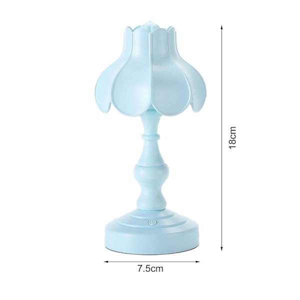 LED-lys Lotus-form USB Mini Retro Øyebeskyttende Bordnattlampe for Hjem Seng Side Studie Blue