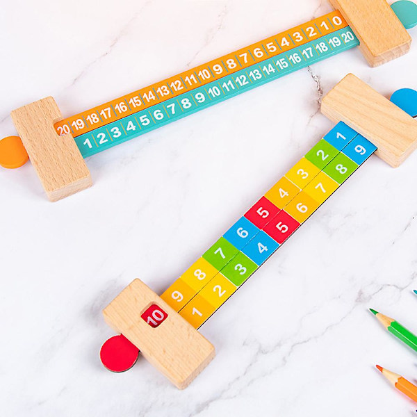 Barnens matematiska sönderdelningslinjal leksak säker trämaterial barn förskolematematik inlärningsleksaker för småbarn A