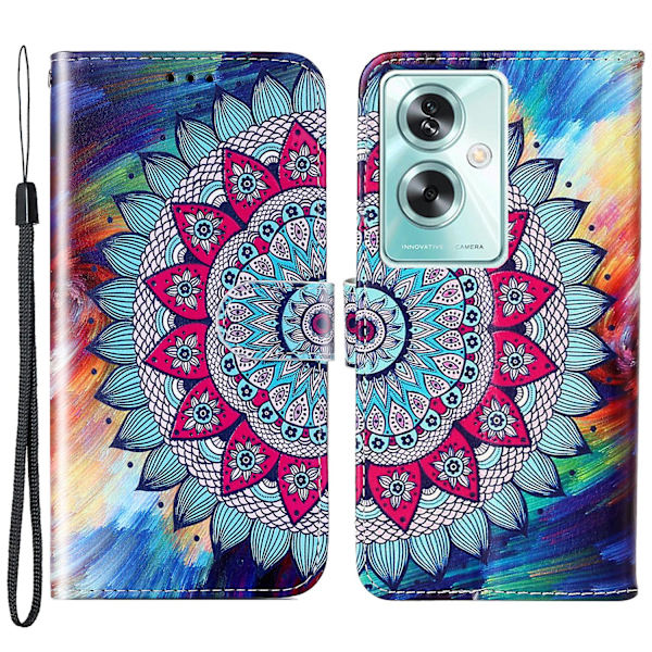 Fodral i PU-läder + TPU med mönstertryck till Oppo A79 5g / A2 5g, plånboksfodral med stativ Mandala Flower