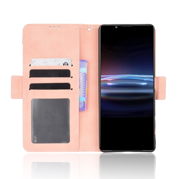 For Sony Xperia Pro-i Fallsikkert magnetisk lukkeflipdeksel med flere kortspor Design lommebok stativ Pu skinntelefondeksel Pink