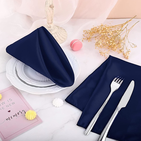 Middagsservett Mjuk Textur Touch Elegant Satin Matsalsbord Dekorera Lunch Servett Handduk Blue