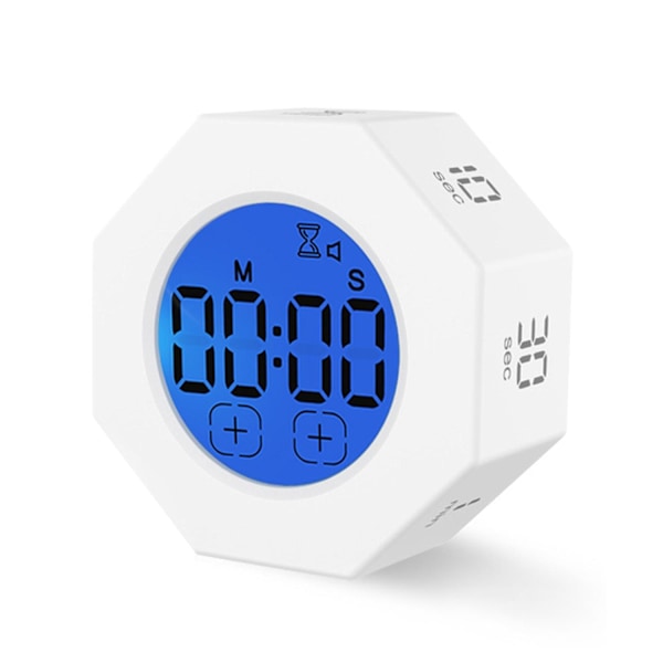 Mini digital timer, bärbar oktagon touch-kontroll LED-display flippande gravitationssensor uppladdningsbar T