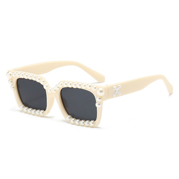 Square pearl inlaid ladies sunglasses gorgeous high-end fashion retro anti-ultraviolet decorative sunglasses trend