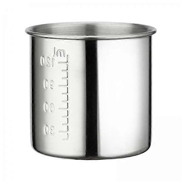 2x Målebeger i rustfritt stål for og bruk, 120 ml