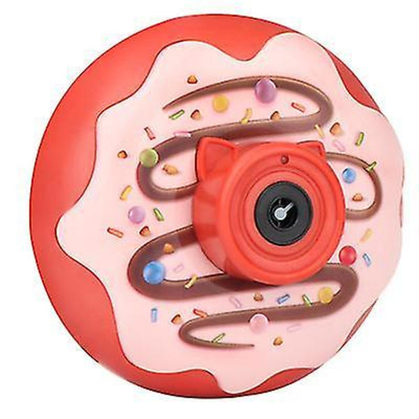 12,5*7*12,5 cm blå bobleblæsende legetøj donut boblemaskine elektrisk lys og musik automatisk bobleblæsende kamera børns legetøj AZ19243