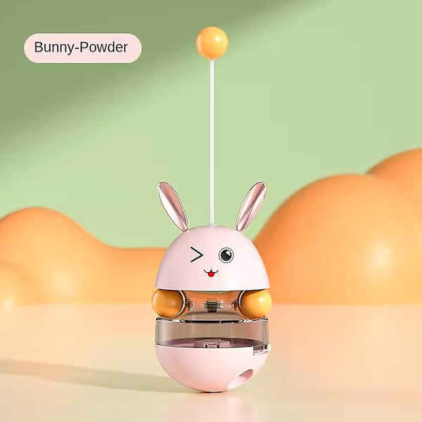 Kattboll leksak, kattgodis dispenser leksak med interaktiva katt leksaker för inomhuskatter leksak långsam matare godis boll katt pussel matare leksak tumla katt spill boll Rabbit Pink
