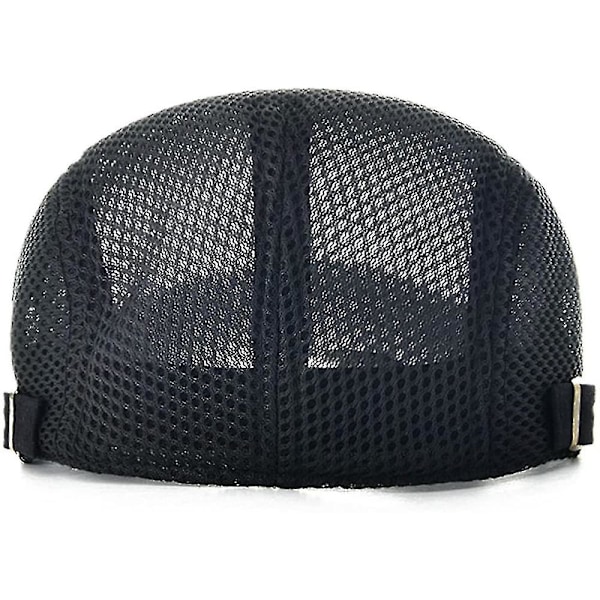 Mænds åndbar mesh sommerhat justerbar newsboy beret Ivy Cap flad cap Black