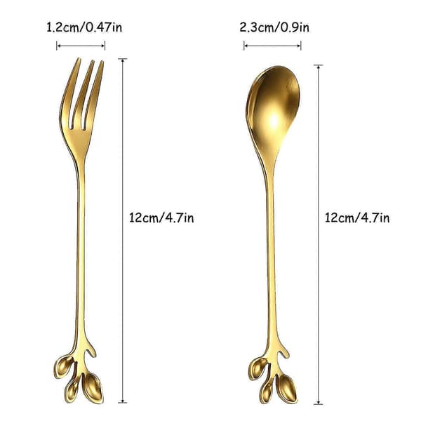12 Elegante Guldblad Kaffeskeer - Perfekte til Eftermiddagste og Desserter