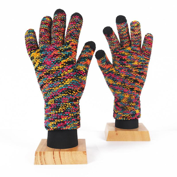 Stickade handskar "pekskärmshandskar dam, varma stickade handskar" (2 par) (gul färg) yellow color