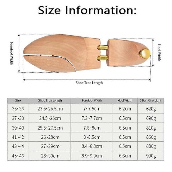 1 Par Unisex Sko-strekker Sko-tre Former Stativ Justerbar Tre Pumps Støvler Ekspander Trær Størrelse S/M/L For Kvinner Menn 35-36