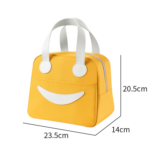 Eristetty kylmälaukku Smiley-lounaslaukku Helppo puhdistaa Lounaslaukku Yellow 23.5*20.5*14cm