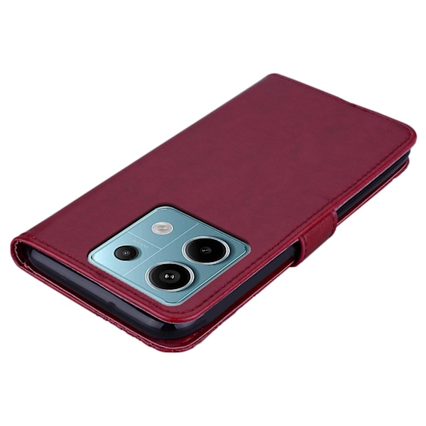 För Xiaomi Redmi Note 13 4G Fodral Rhinestone Läder Telefonfodral Uggla Blommönster Red