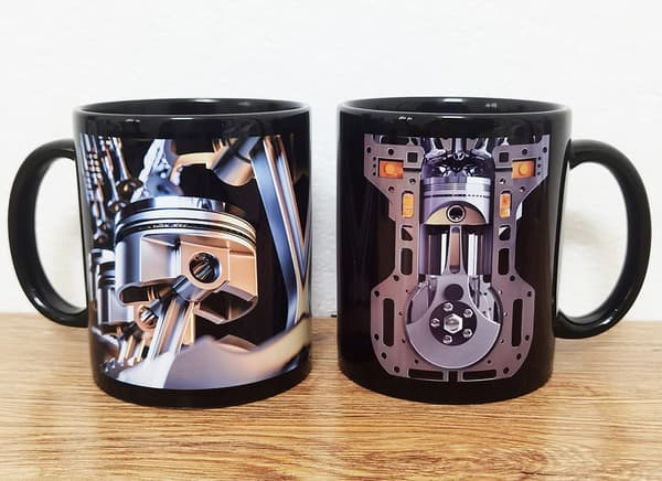 Mekanisk Motor Keramisk Kaffemugg Kopp Bil Motorcykel Black 00A