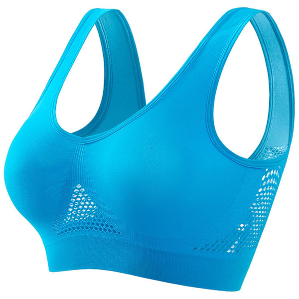 Pusteevnelig Cool Liftup Air Bra, 2024 Ny Stor Størrelse Air Bra Pusteevnelig og Komfortabel Mesh Sports BH for Kvinner -GSL Lake Blue 4XL