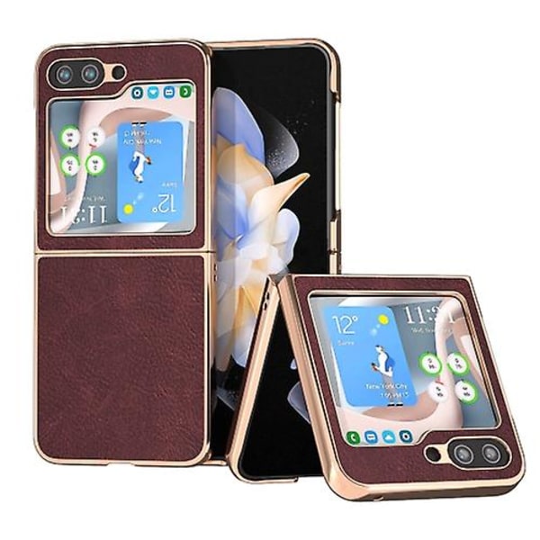 Samsung Galaxy Z Flip5:lle Nano-pinnoitettu Dream Litchi -tekstuuri PU-matkapuhelinkotelo Purple