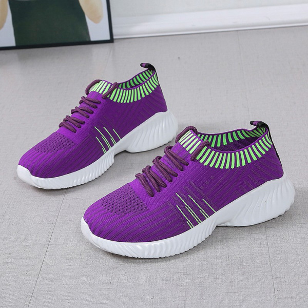 Women's Casual Running Socks Sneakers Walking Shoes Laces Violet,36