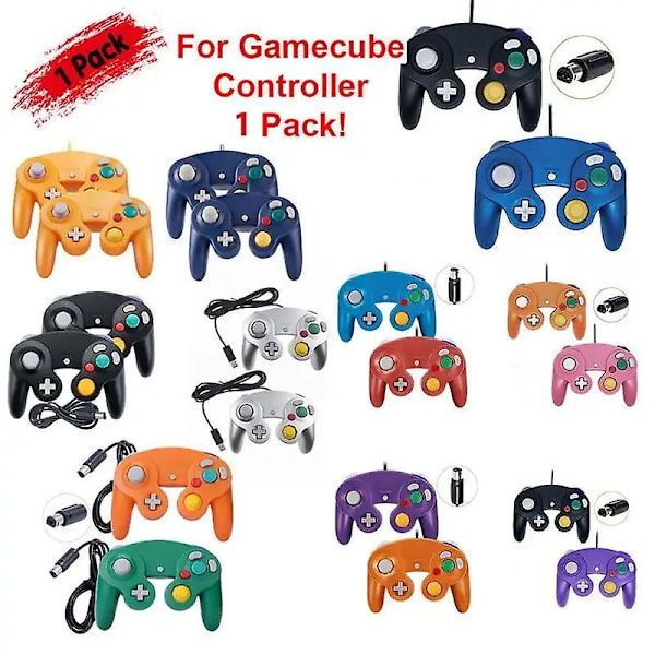 Kablet gamepad for Ngc Gc-spill for Gamecube-kontroller for Wii & wiiu Gamecube for joystick joypad spilltilbehør spillkontrollere Silver 1PCS