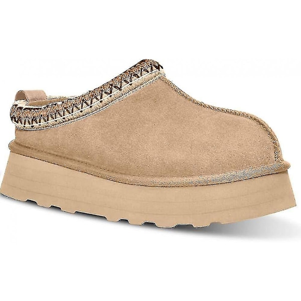 Dames Tøfler Platform Mini Støvler Kort Ankel Støvle Pels Fleece Foret Sneakers Hjemmesko Anti-slip Støvle Til Udendørs CHESTNUT 42