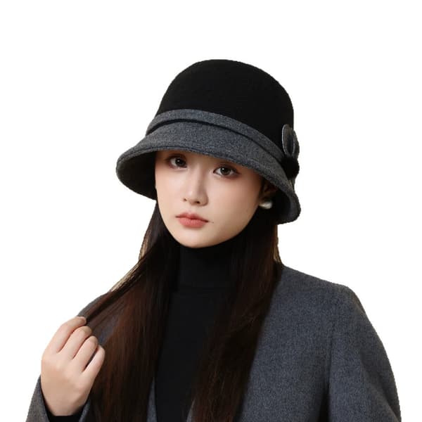 Uld bucket hat til kvinder til efterår og vinter, varm og elegant, britisk retrostil brown