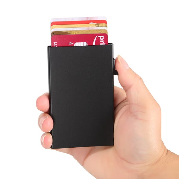 RFID-blokerende Pop-Up Kortholder Sort