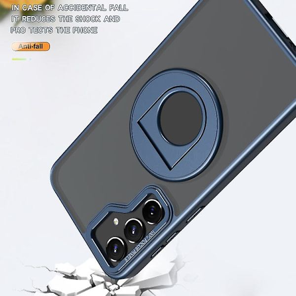 För Samsung Galaxy S22+ 5g roterande ring magnetisk hållare mobiltelefonfodral Blue