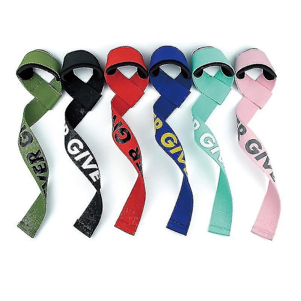 Vikter lyftremmar vadderade handledsstöd styrketräning stöd deadlift remmar för män no1224 Green Never give up 2pcs