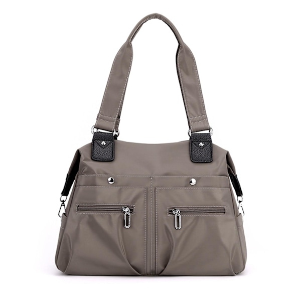 2023 Ny Stor Kapasitet Vanntett Multi Lomme Nylon Skulder Bag, Utility Tote Bag Med Lommer Og Rom For Kvinner Brown