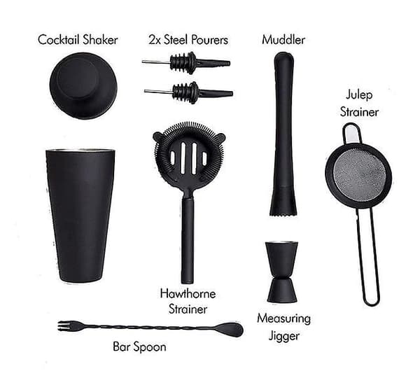 Cocktail Shakers & Sæt Stilfuld Mat Sort 500Ml Rustfrit Stål Cocktail Shaker Sæt
