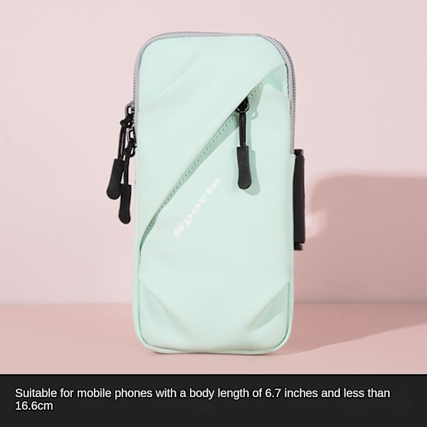 Telefonhållare, liten crossbody axelväska med armbindel, passar iPhone och Android, använd för löpning, promenader, vandring och cykling light green