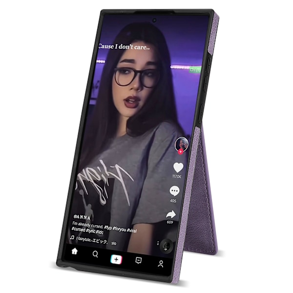 Samsung Galaxy S24 Ultra RFID-estolla varustettu puhelinkotelo, jossa jalusta ja korttipidike Purple