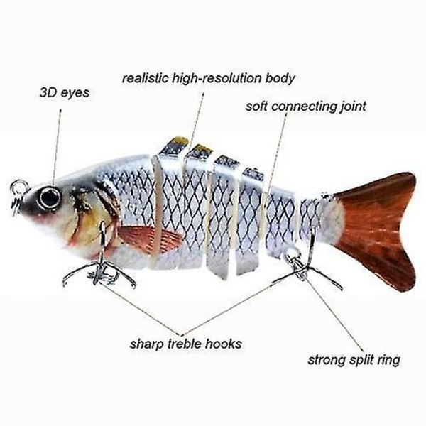 Fiske lokkemad 3.9in/0.53oz bionisk multi leddet hård agn s svømmende handling fiske lokkemad 7 segment synkende