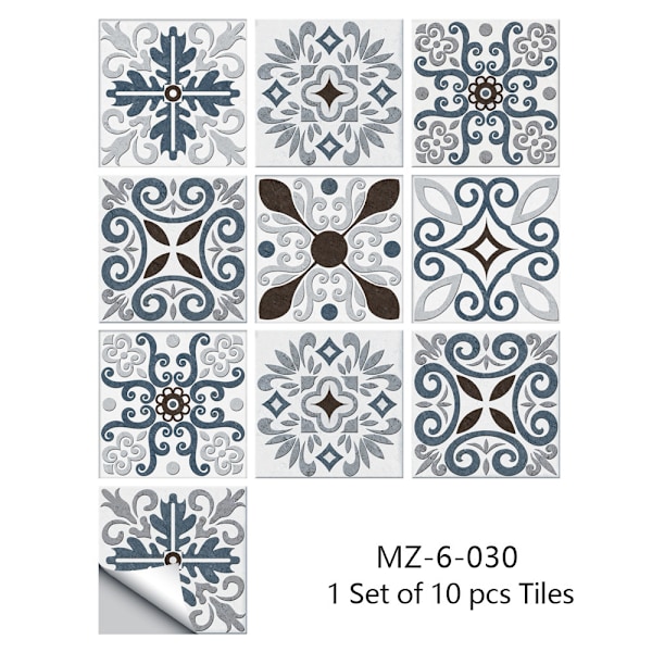 Retro stil grå flise mønster matte gulv klistermærker køkken flise bordplade renovering vandtæt væg klistermærker (20cm x 20cm) 30