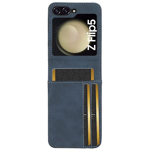 For Samsung Galaxy Z Flip5 5g Hudfølelse Halvdelt Ekstern Kortslot Foldbar Mobiltelefon Etui Blue
