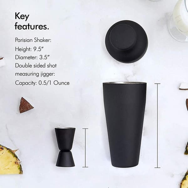 Cocktail Shakers & Sæt Stilfuld Mat Sort 500Ml Rustfrit Stål Cocktail Shaker Sæt