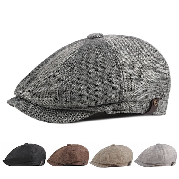Herre Herringbone Åndbar Sommerhat i Hør