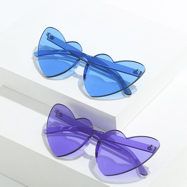 Trendy Rimless Hjerte Solbriller Holdbare Genanvendelige Letvægts Festartikler Til Fødselsdagsfestartikler Blue Chip