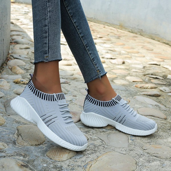 Women's Casual Running Socks Sneakers Walking Shoes Laces Gray,43
