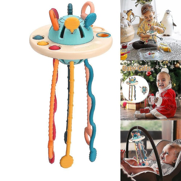 Baby Silikon UFO Dra String Finger Dra Rolig Sensory Toy Gift