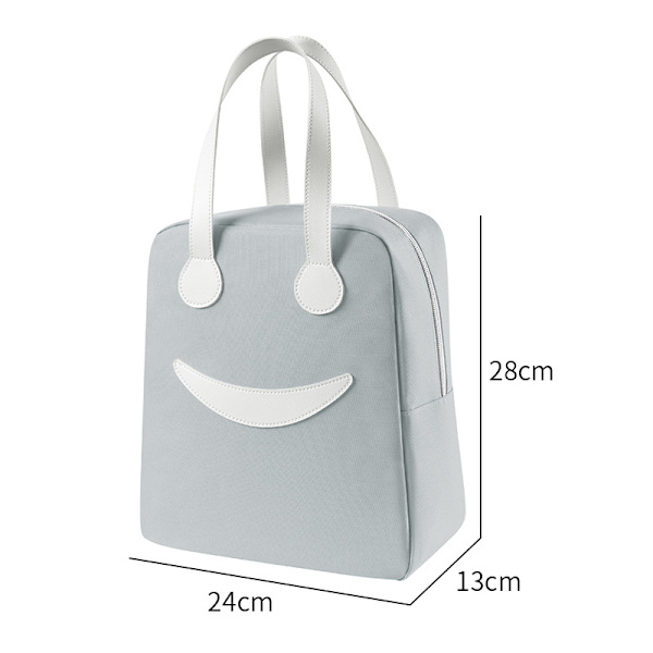 Isoleret køletaske Smiley Frokostpose Nem at rengøre Frokostpose Gray 24*28*13cm