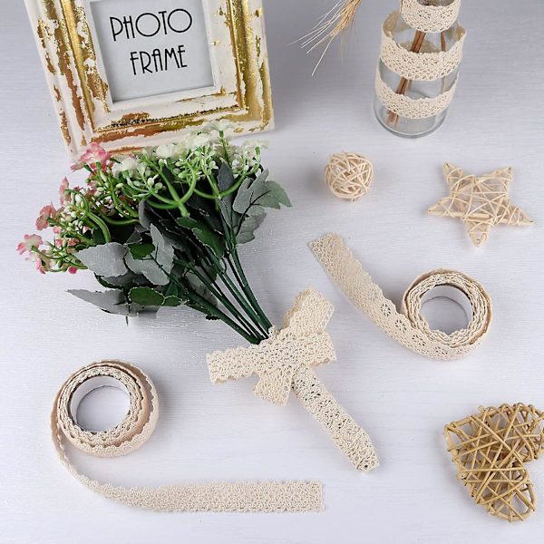 Vintage Pitsi Nauha Beige Itsekiinnittyvä Koristeellinen Reunanauha DIY-Käsitöihin