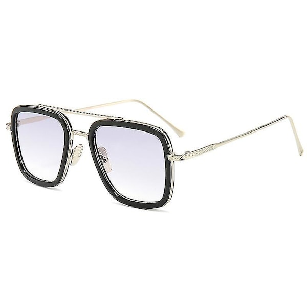 Tony-Stark Edith Avengers Iron-man Solbriller Retro Firkantede Briller Briller Silver Frame Light Grey Lenses