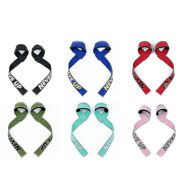 Vikter lyftremmar vadderade handledsstöd styrketräning marklyftremmar för män no1224 Black Never give up 2pcs