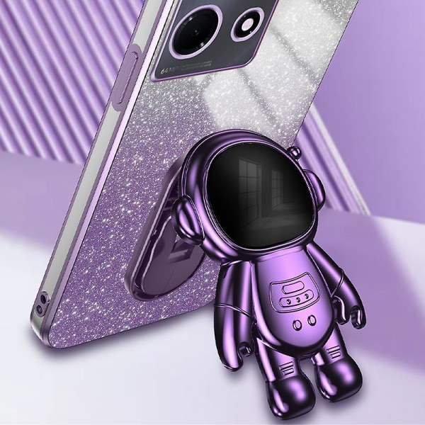 For Transsion Infinix Note 30 VIP 5G Etui Kickstand Elektroplettering PC+TPU Telefon Cover Purple