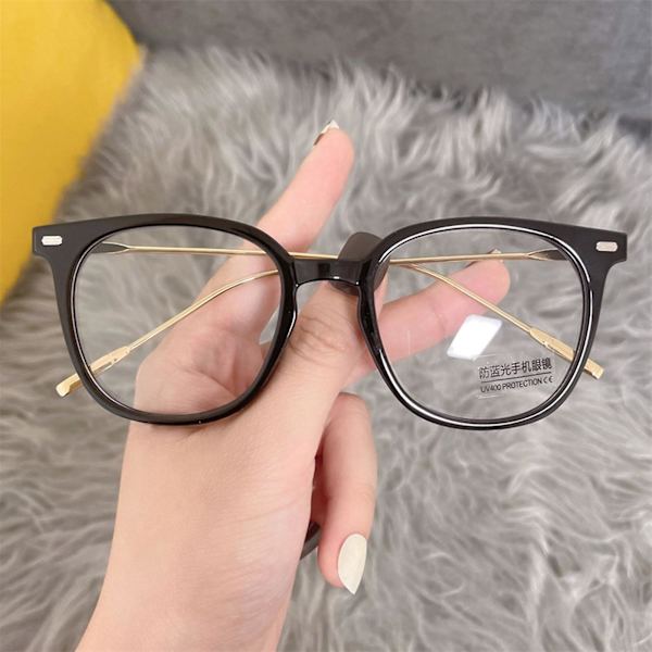 Ultra-klare mote flate speilbriller faste sklisikre fleksible holdbare briller universal ramme for menn og kvinner Bright Black Frame