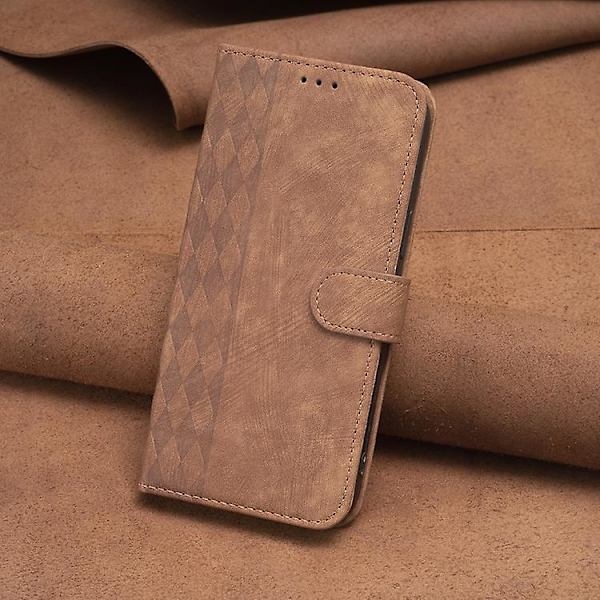 Samsung Galaxy S24+ 5g -puhelimen ruudullinen nahkainen suojakotelo Brown