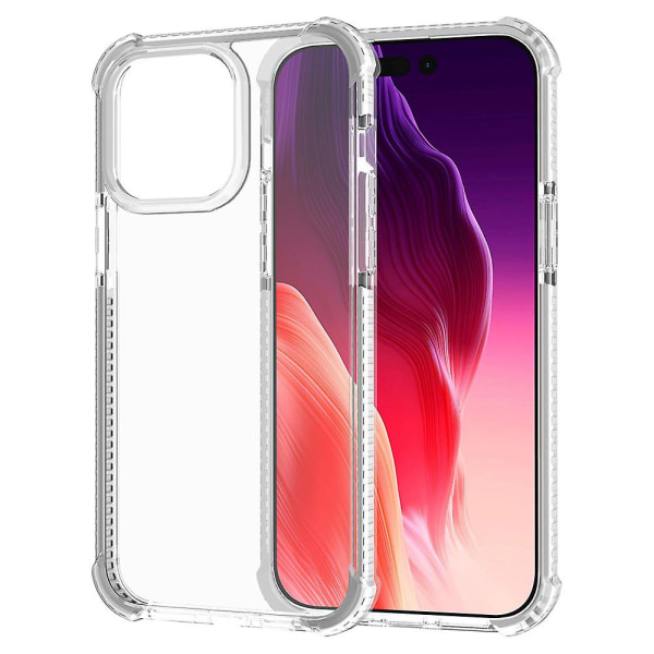 For Iphone 15 Pro Max Fire hjørne dråpesikker telefondeksel Tpu + Akryl gjennomsiktig deksel White