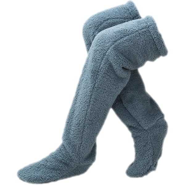 Snugglepaws Sokkeslippers, Kvinder Skridsikre Slippersokker Hyggelige Fuzzy Sokker, Søde Varme Sokker Benvarmere Knæstrømper Vintergave Dark blue