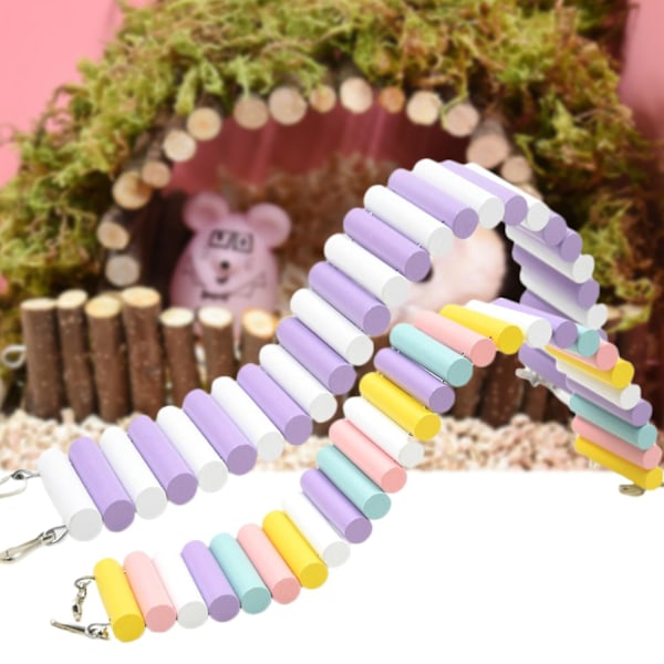 Liten djurleksak träningsleksak burtillbehör hamster klätter stege bro leksak husdjur gömställe Purple & White 50 cm