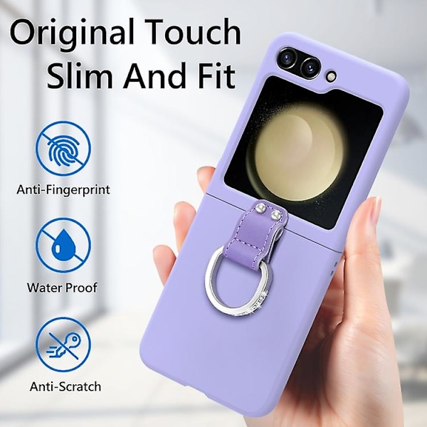 For Samsung Galaxy Z Flip5 5g Skin-feel Diamond Ring Shockproof Mobiltelefon Cover Purple