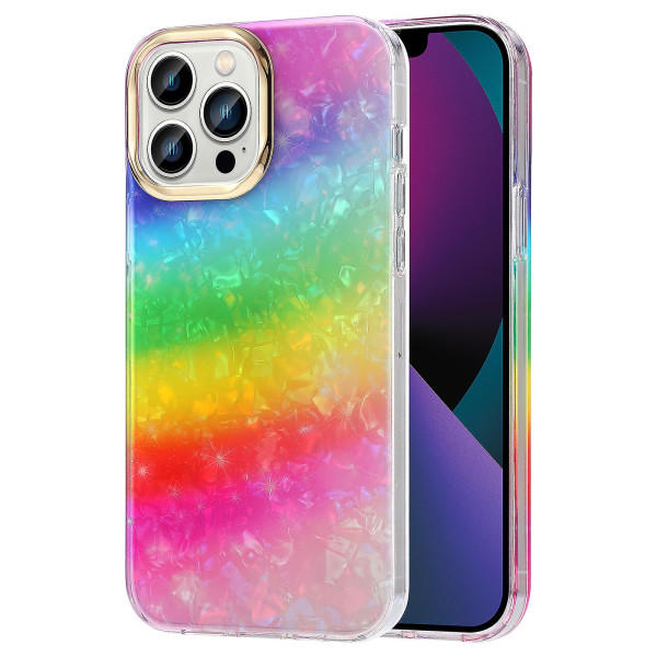 Til iPhone 13 Pro Etui Elektroplettering Linse Ramme PC+TPU IMD Telefon Cover Y2 Rainbow